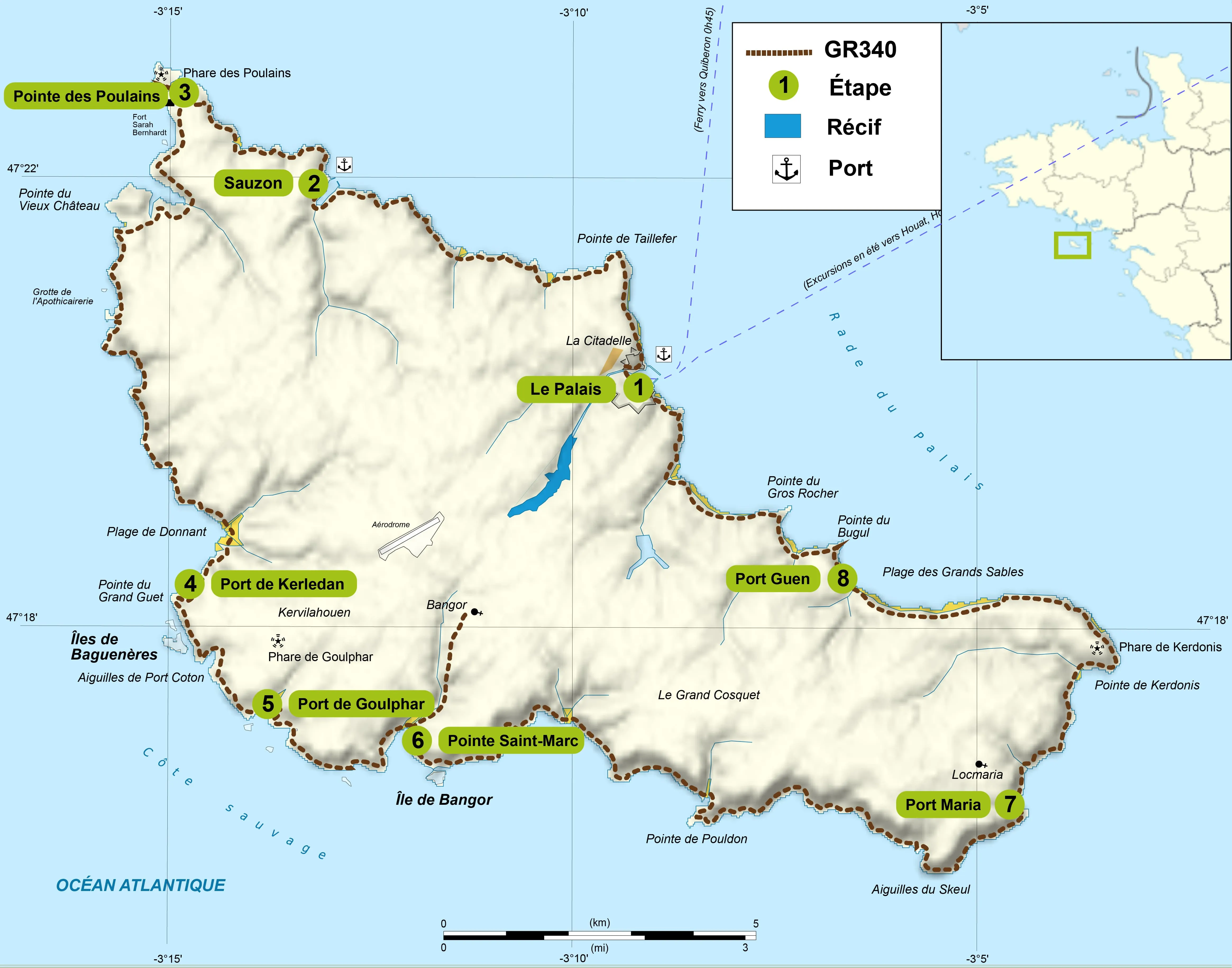 Carte du GR340 Belle-île-en-mer carte GR340