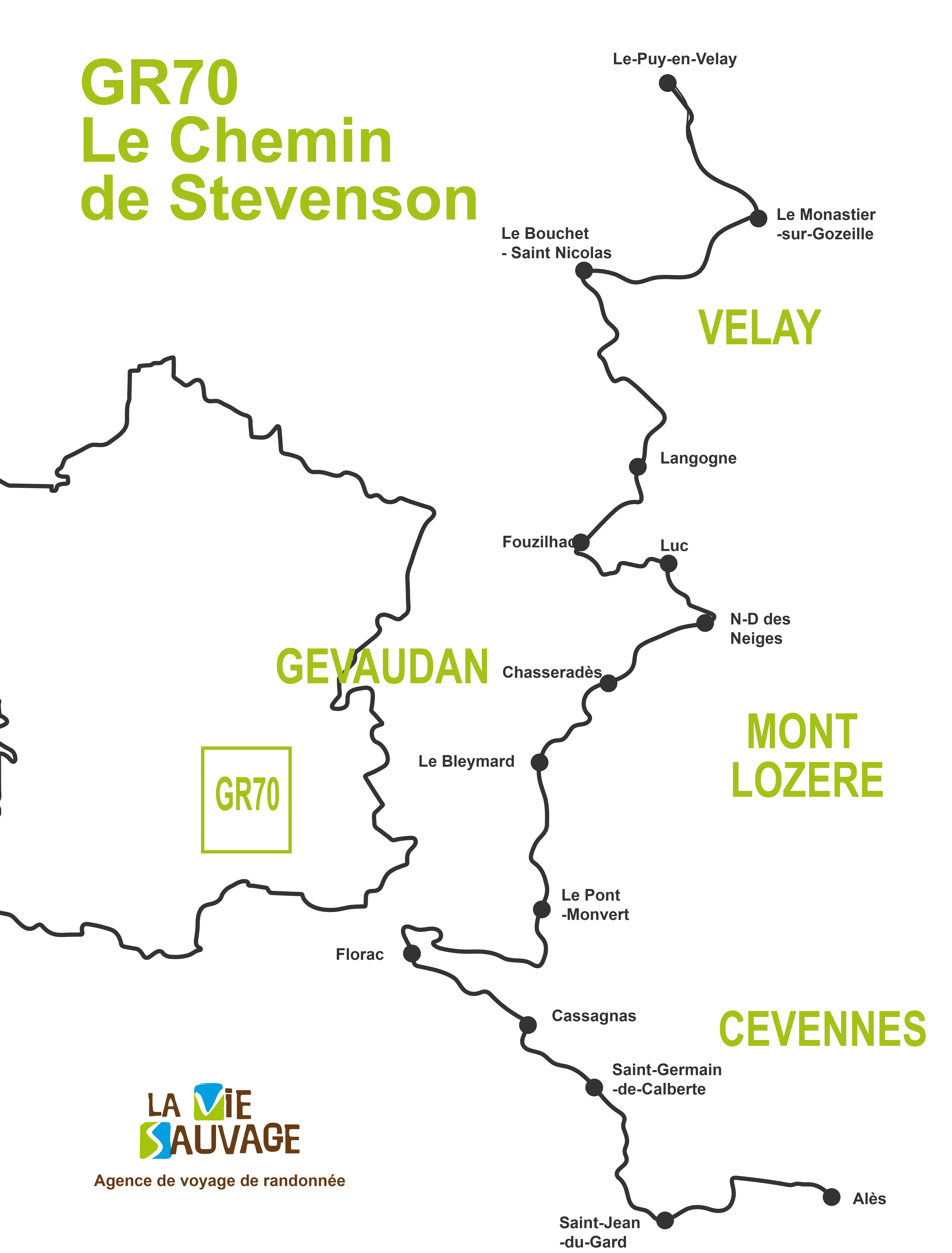 Carte Chemin de Stevenson GR70