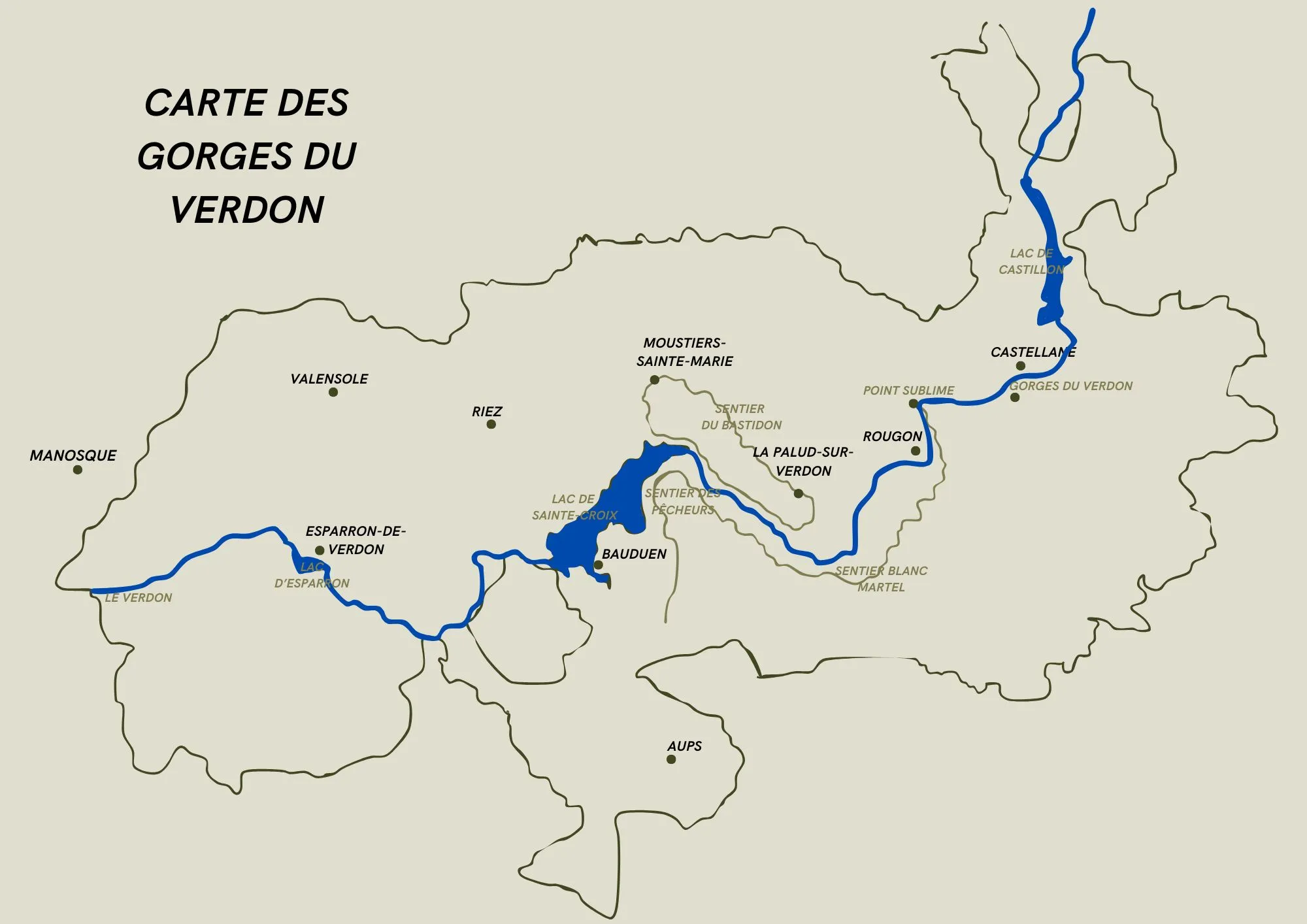 Carte des Gorges du Verdon Carte des gorges du Verdon