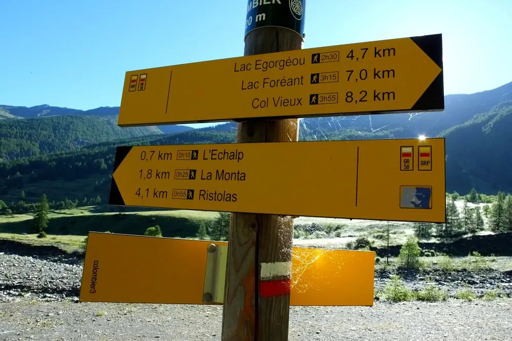 GR58 panneau GR depuis l'Echalp