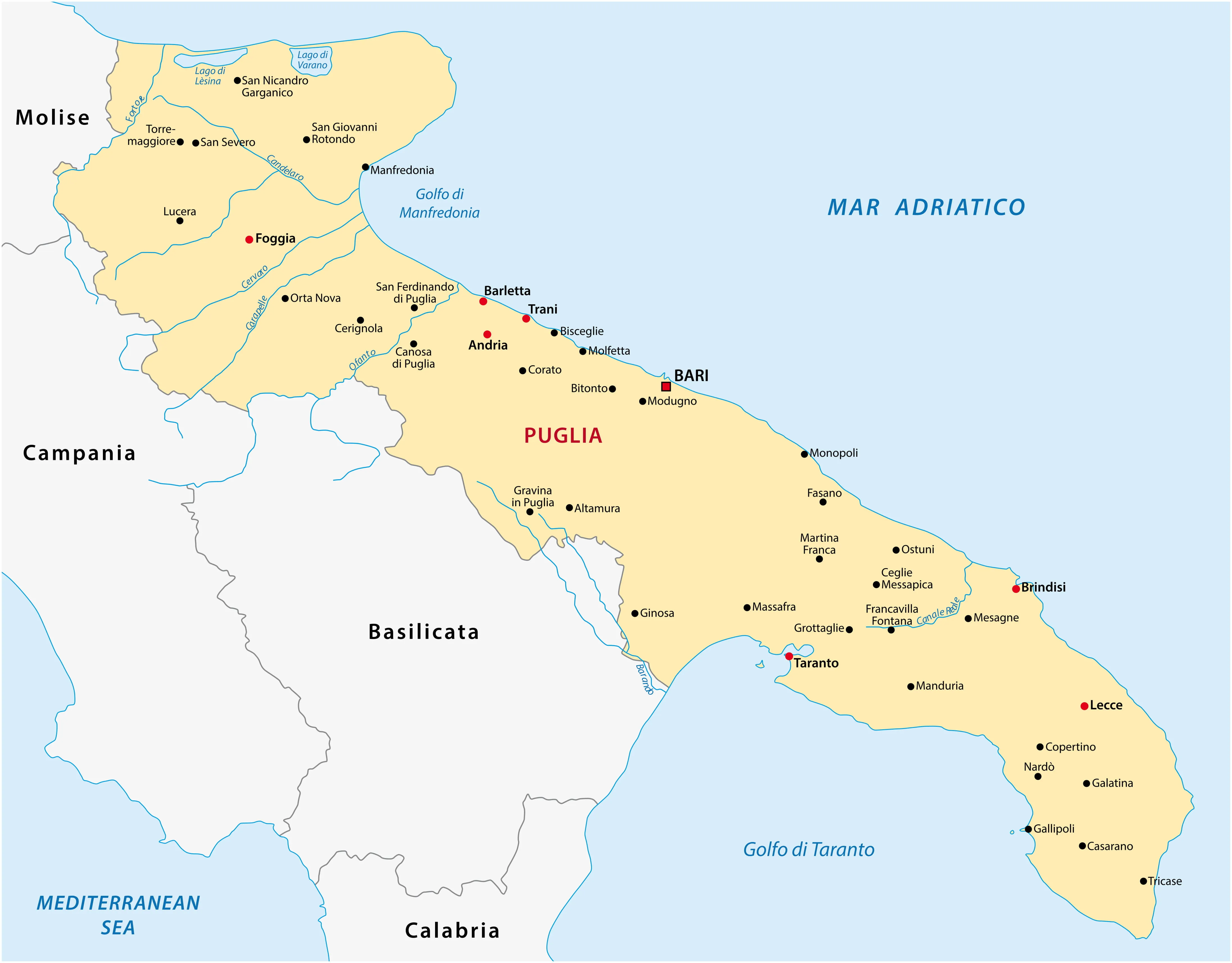 Carte des Pouilles Road trip pouilles carte
