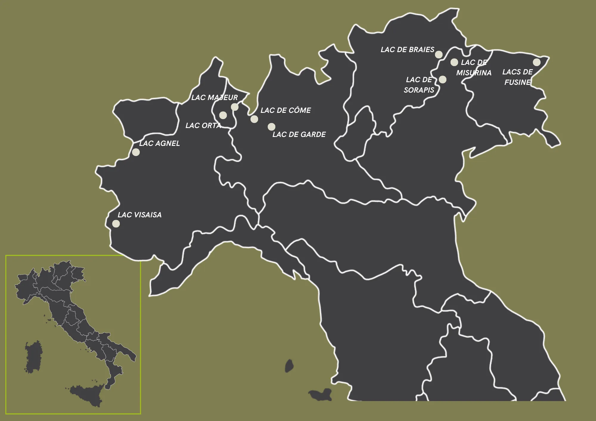 Carte des lacs italie