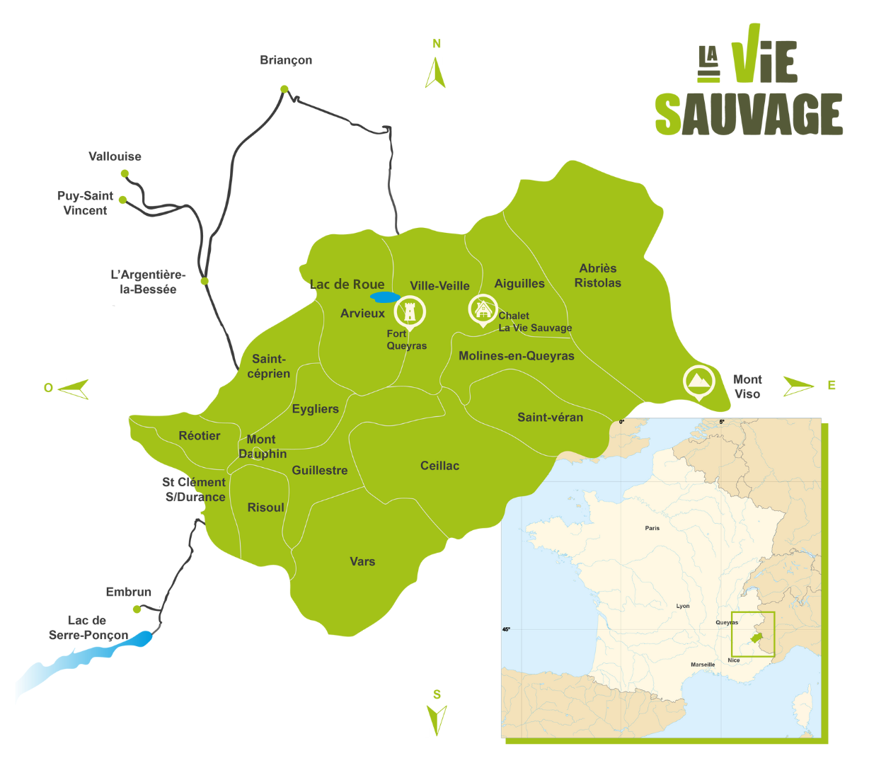 Carte avec le Lac de Roue - Queyras carte lac de roue