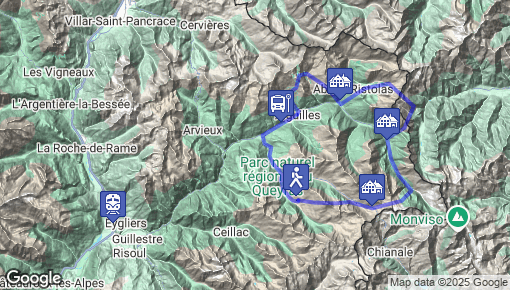 Carte du tracé du tour du Queyras en 4 jours carte tour du queyras en 4 jours