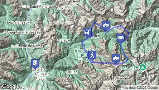 Carte du tracé du tour du Queyras en 4 jours carte tour du queyras en 4 jours