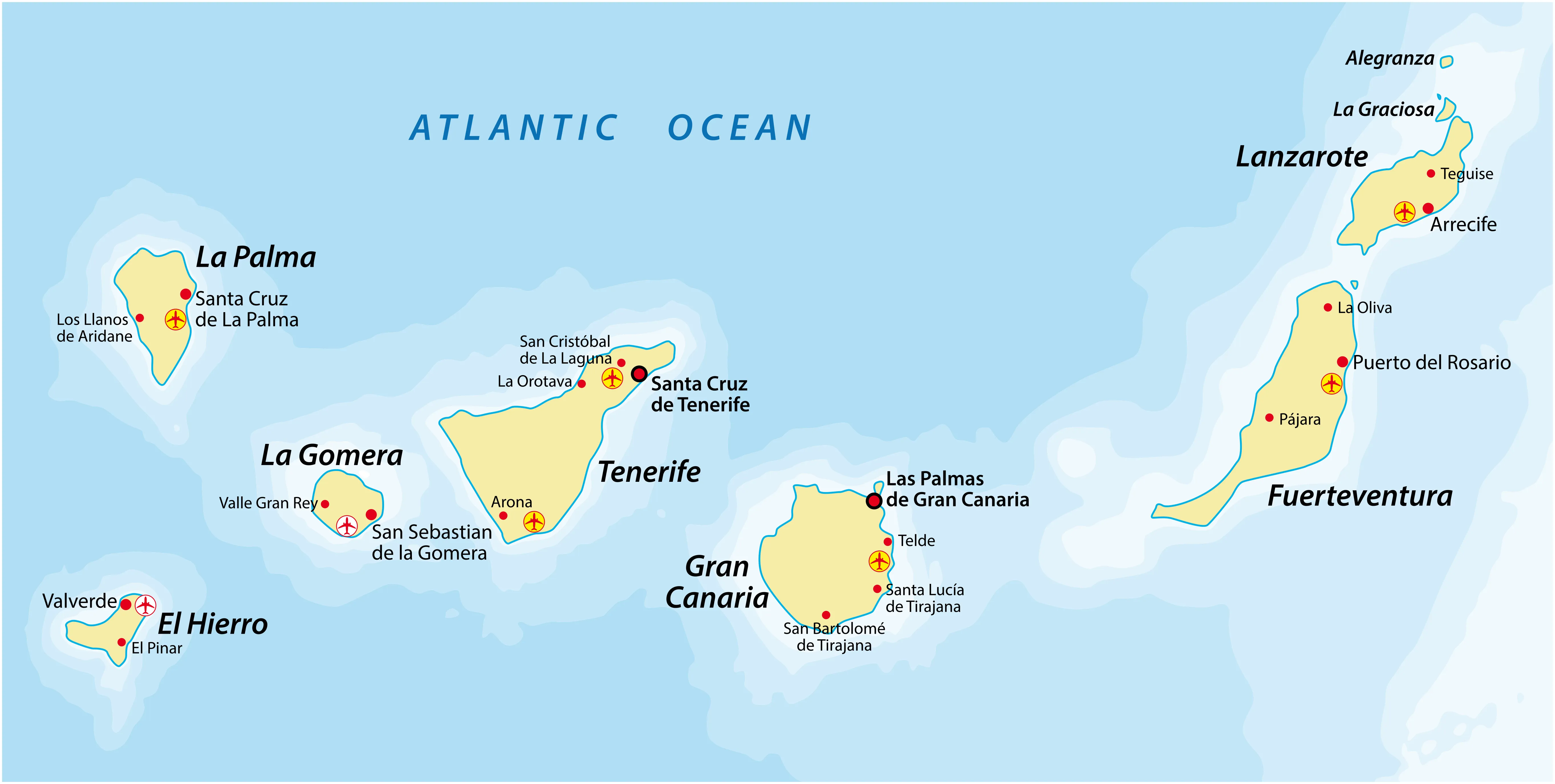 Carte des îles Canaries Carte des îles Canaries