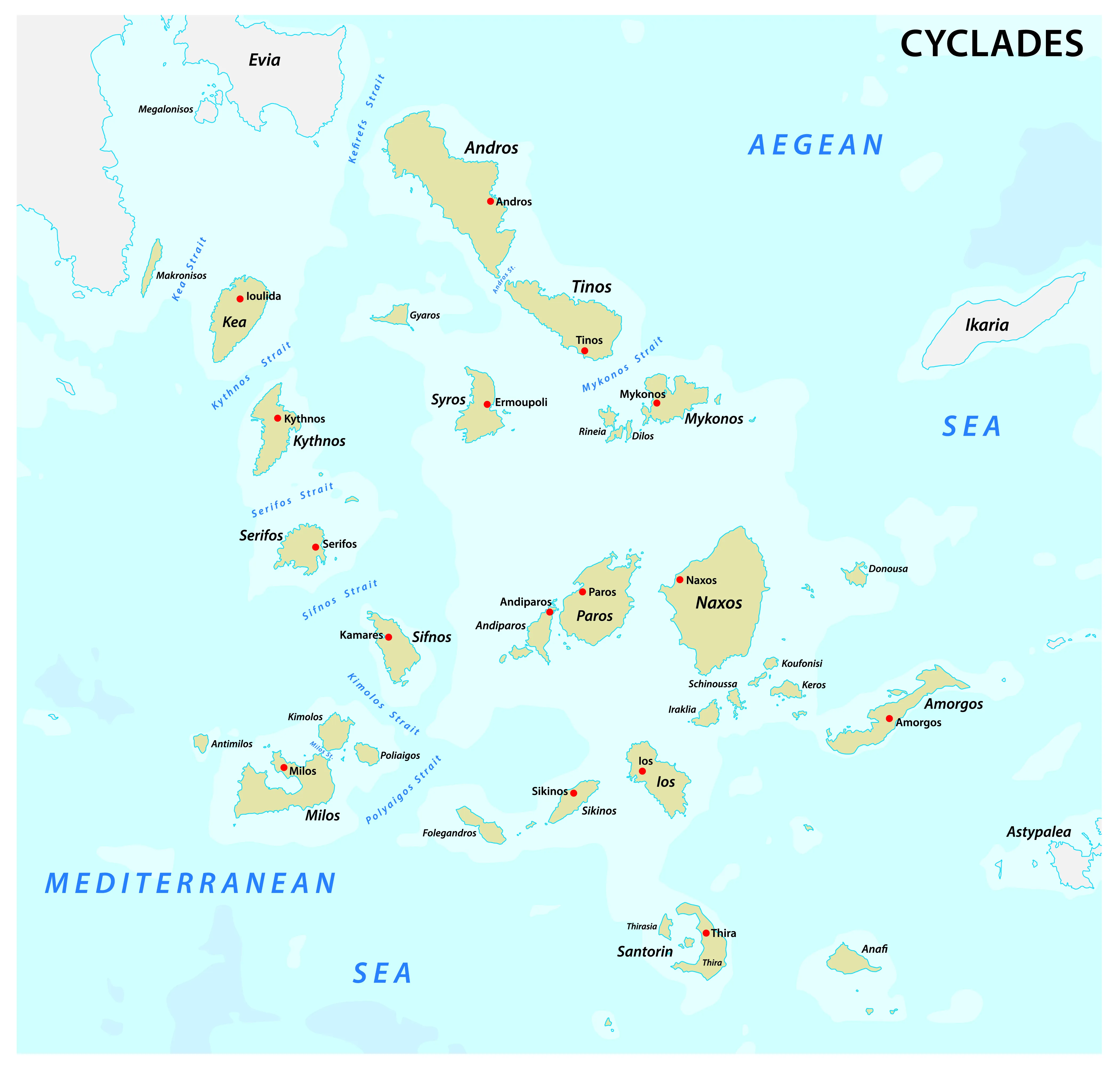 Carte archipel cyclades grece
