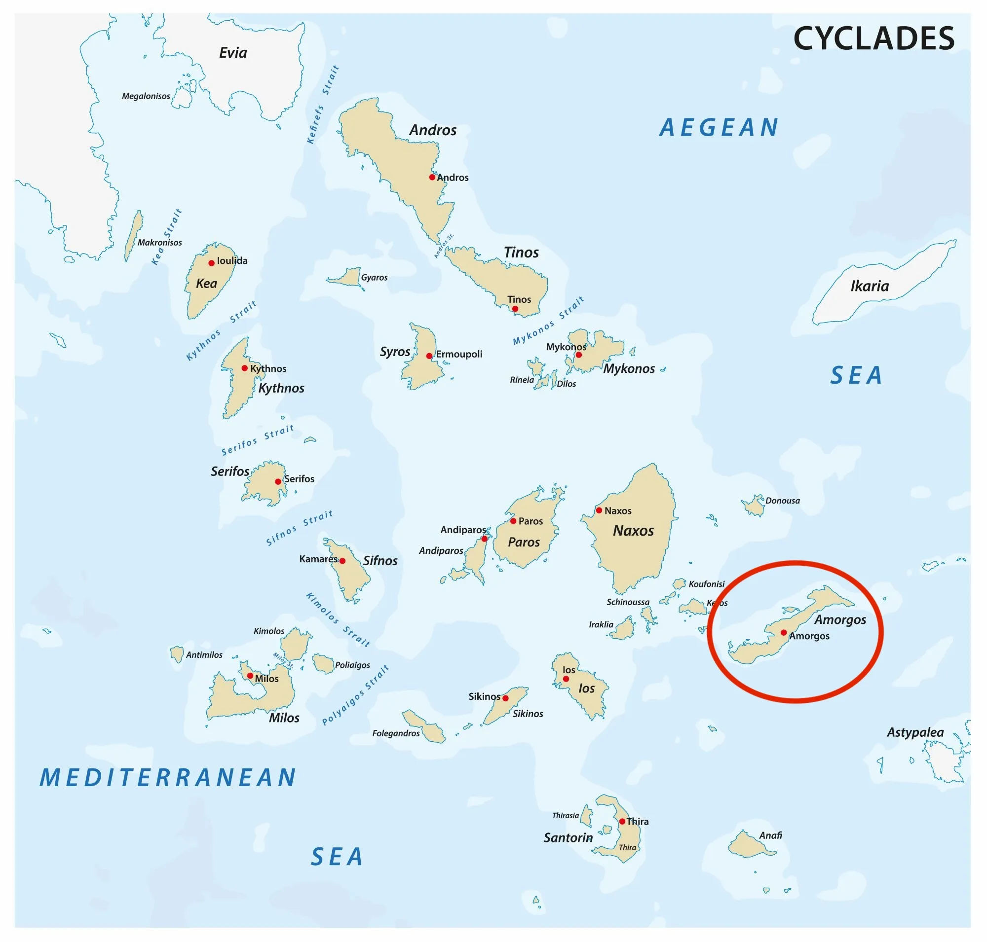 Carte amorgos archipel cyclades