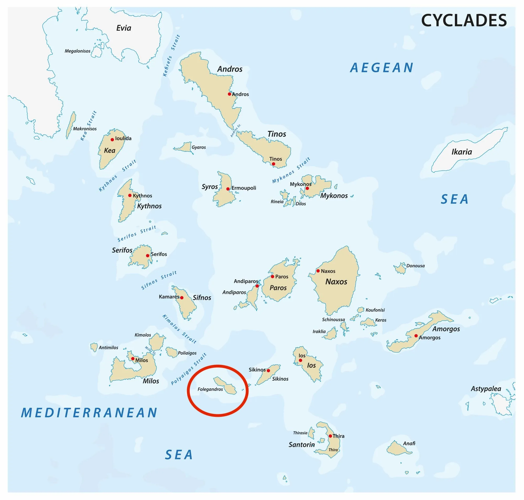 Carte archipel cyclades grece