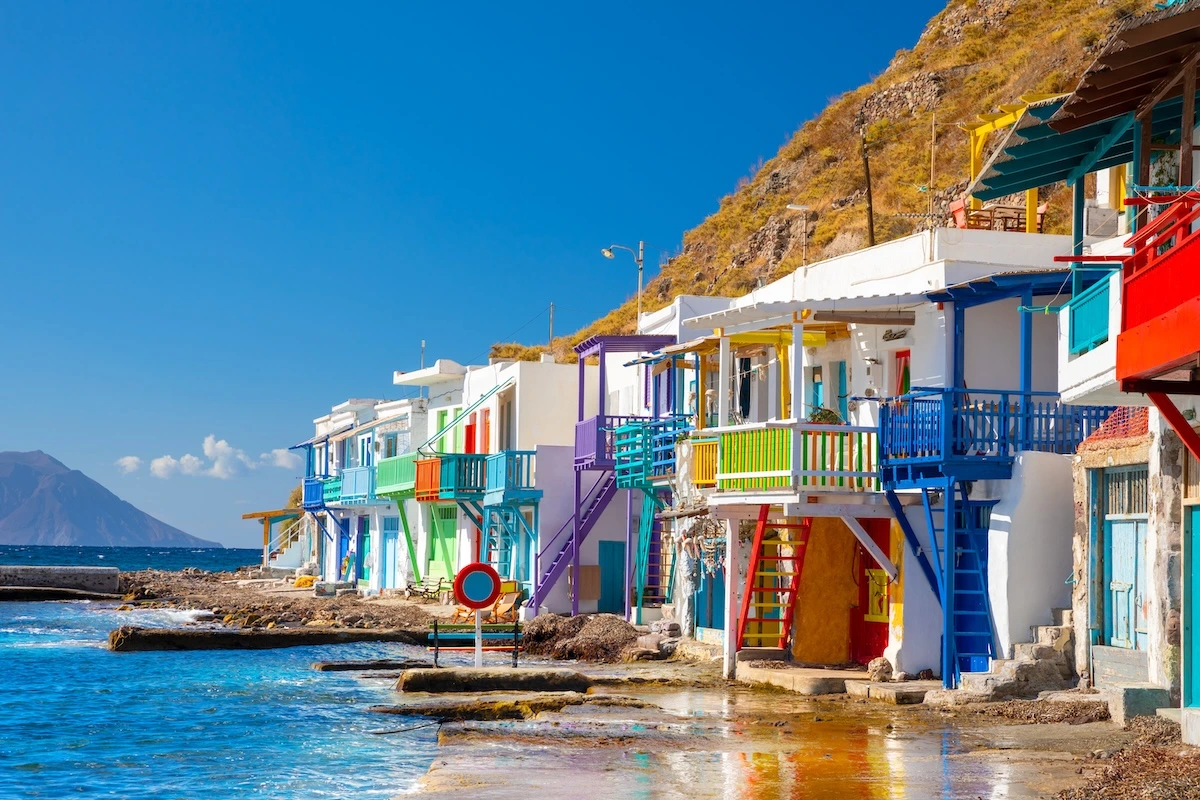 Maisons colorées à Klima - Milos klima maison colorées
