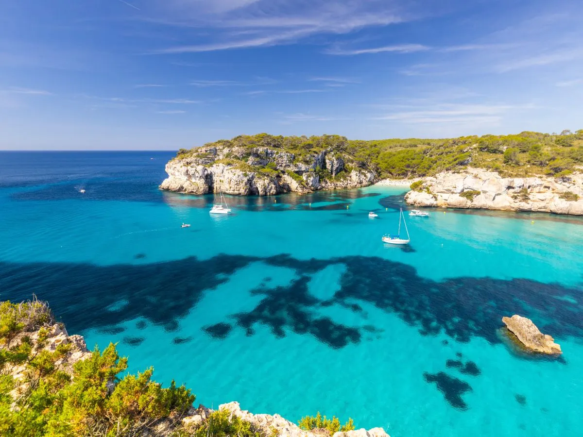 macarella beach on the coast of menorca