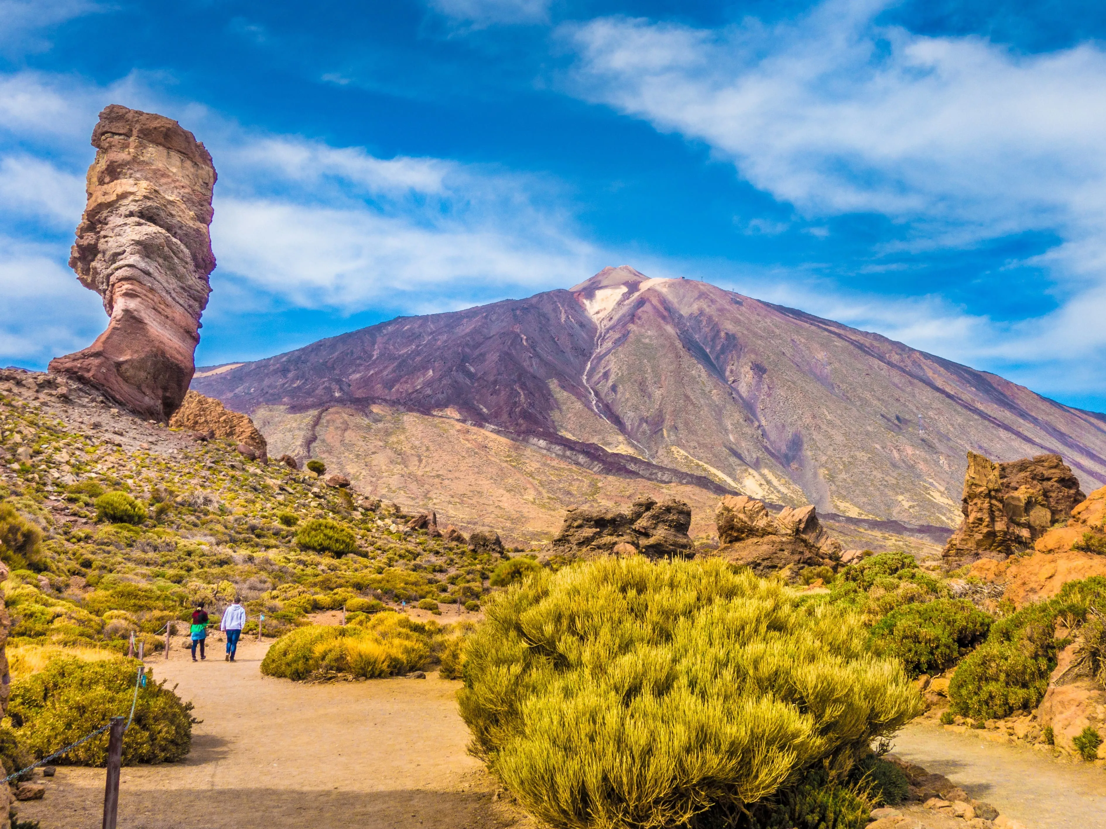 pico del teide with famous roque cinchado rock formation tenerife canary islands spain