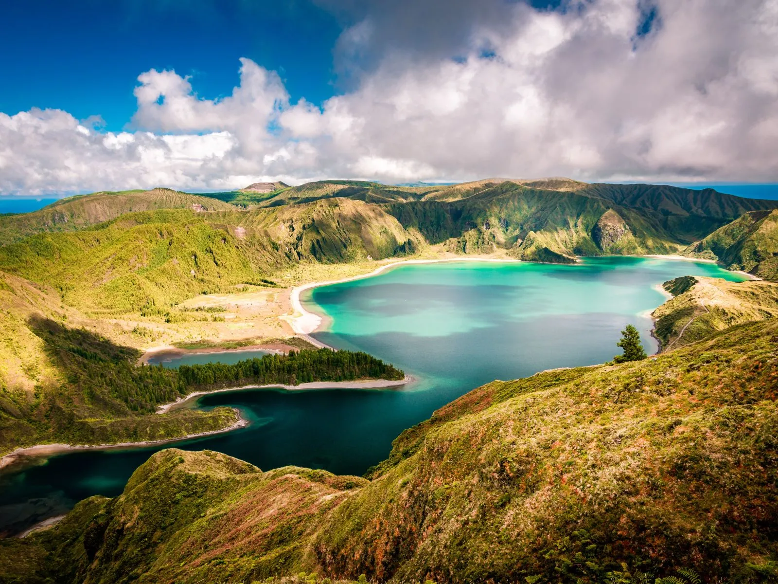 view of lagoa do fogo lake in sao miguel island