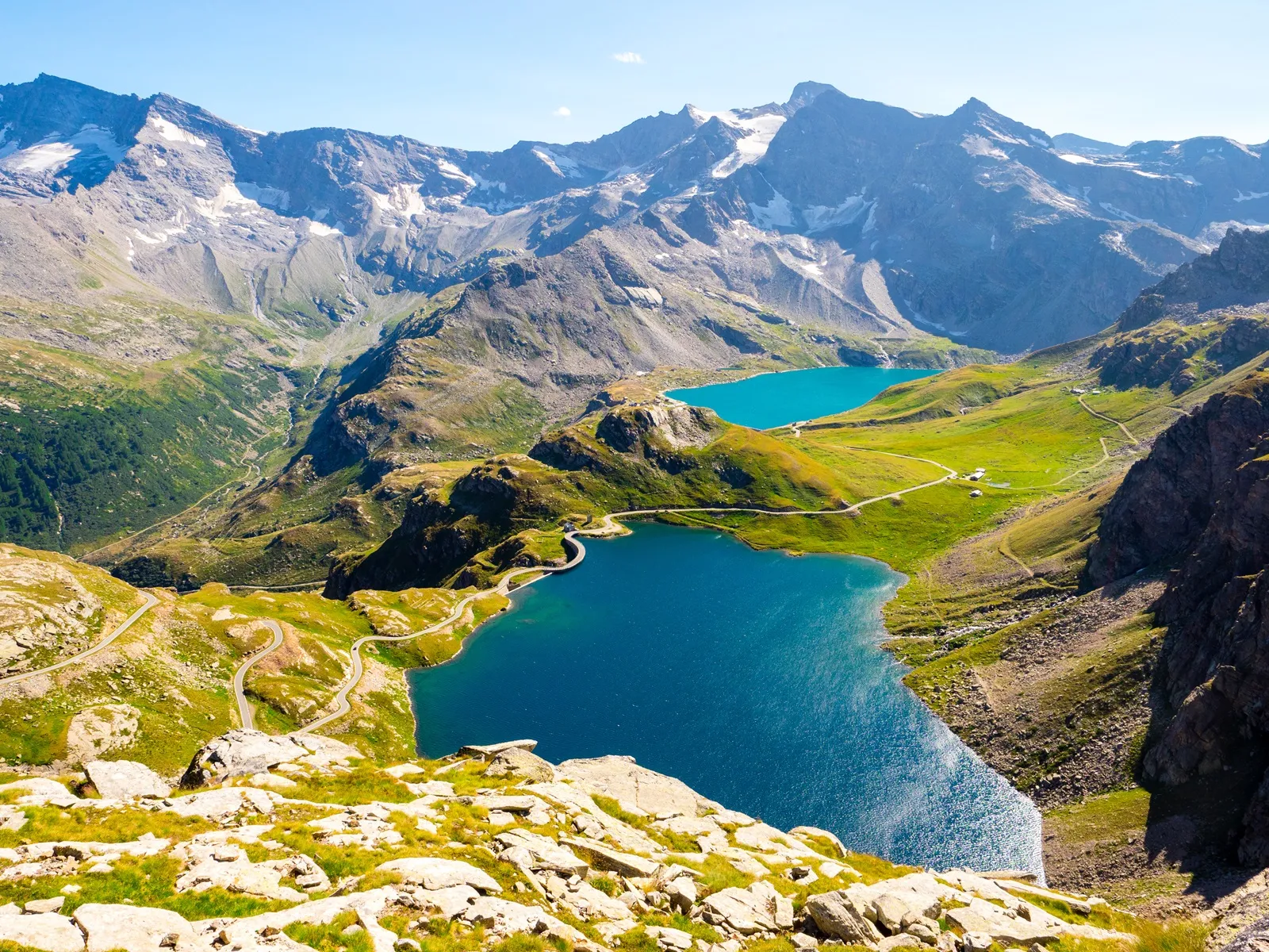 stunning view of lakes of gran paradiso park piedmont seen from col del nivolet fral1351