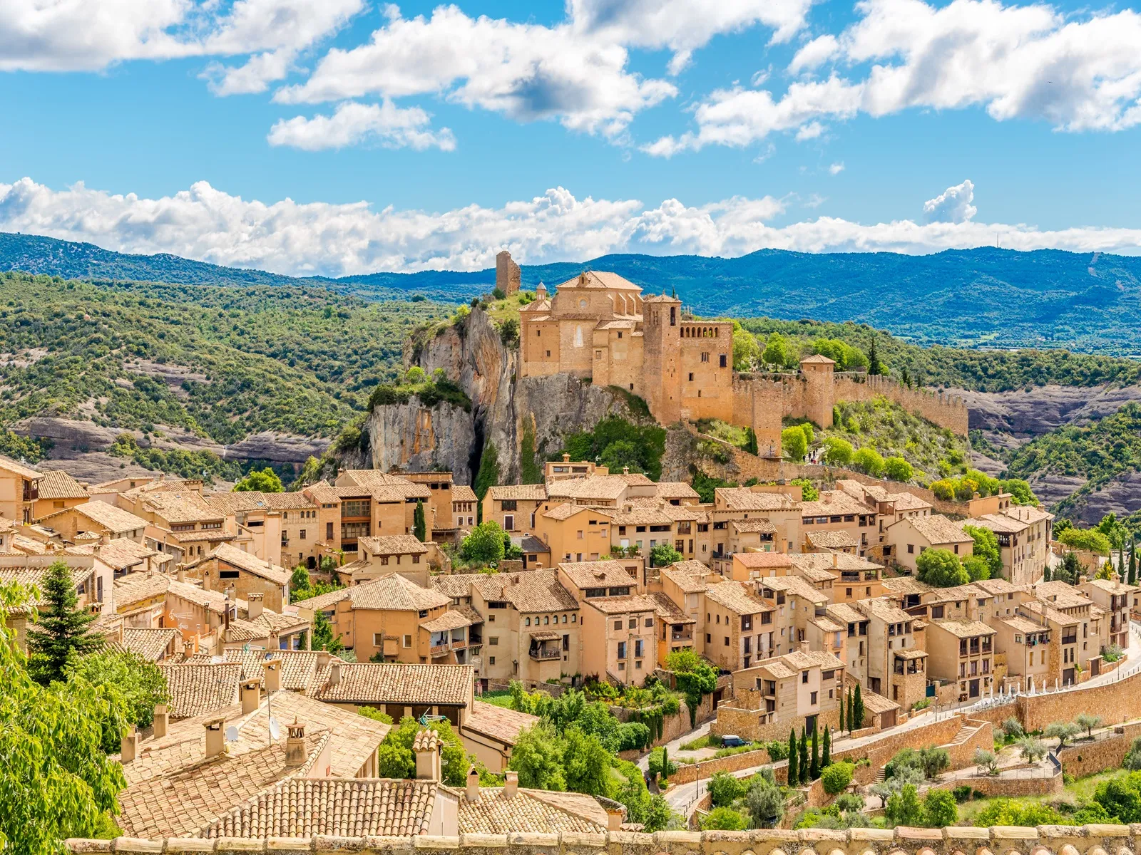 view at the alquezar village with collegiate church on top spain frapl06