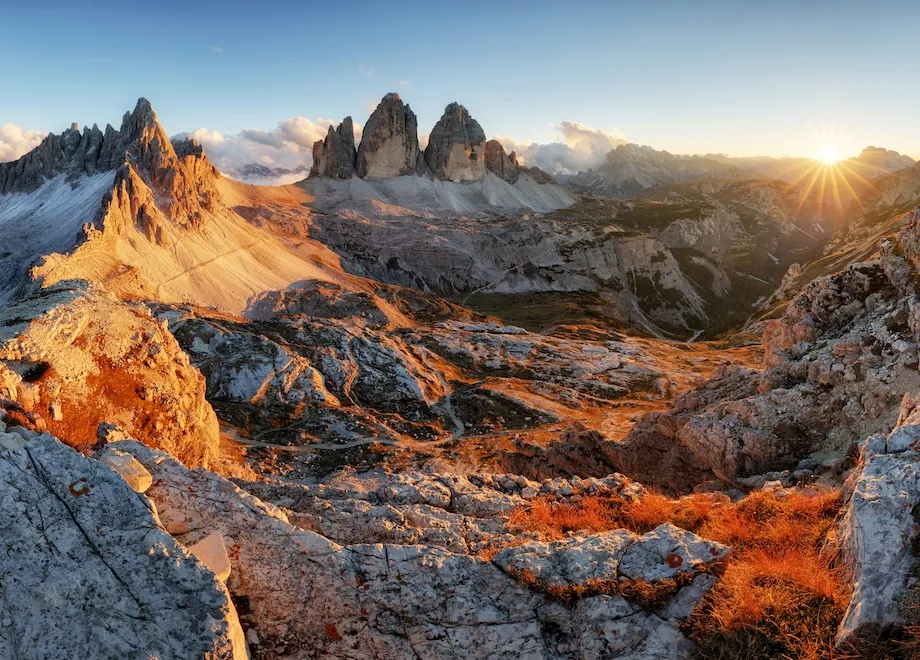 dolomites mountain panorama in italy at sunset tre cime di lav copie