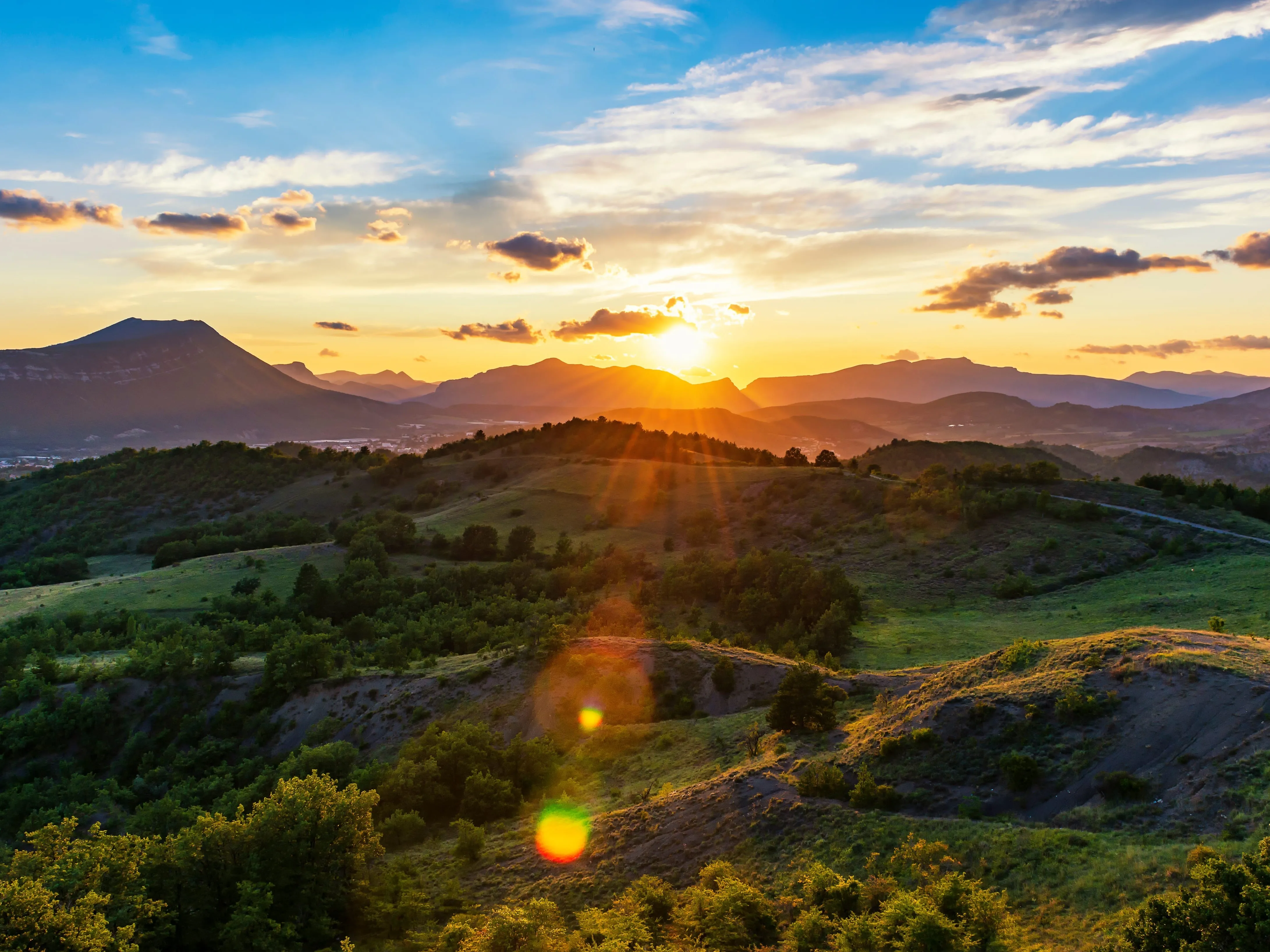 colorful evening panorama in provence france