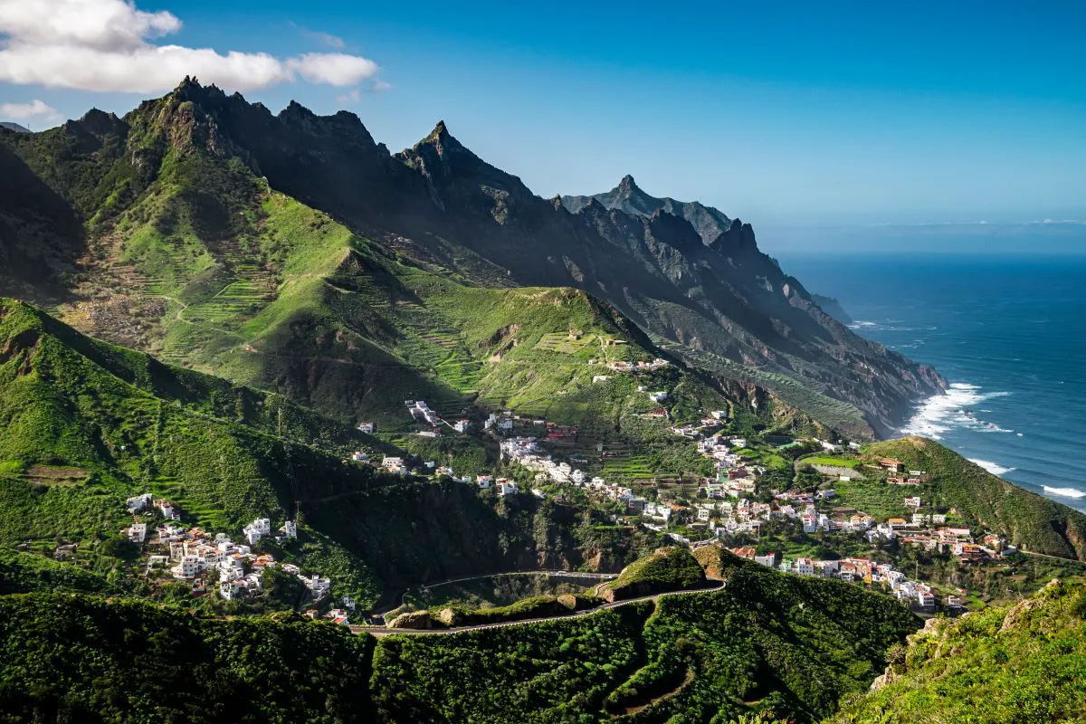 anaga rural park view from el bailadero viewpoint towards villages of azanos and taganana in tenerife canary island spain