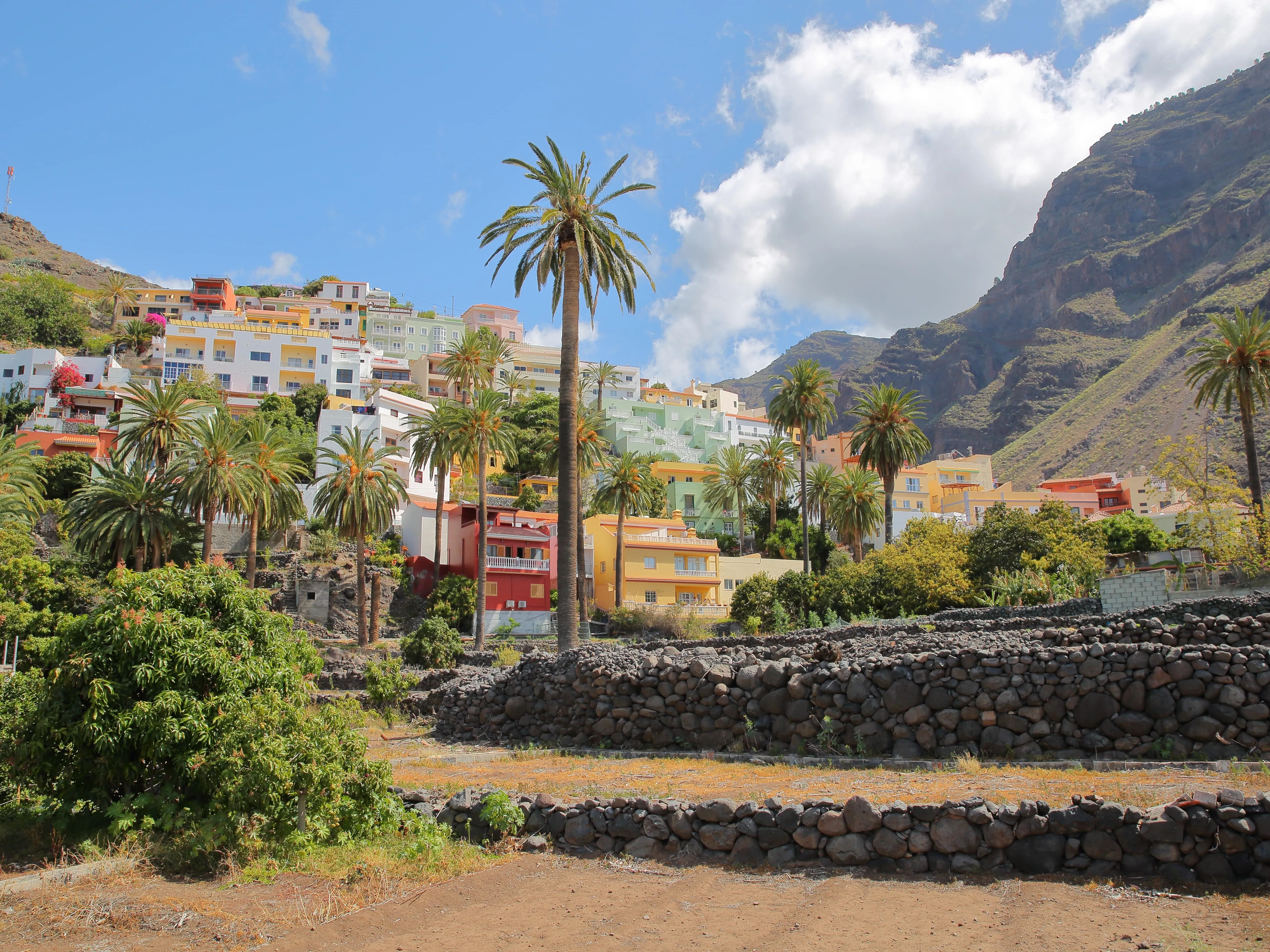 valle grand rey la gomera spain the village of la calera with colorful houses
