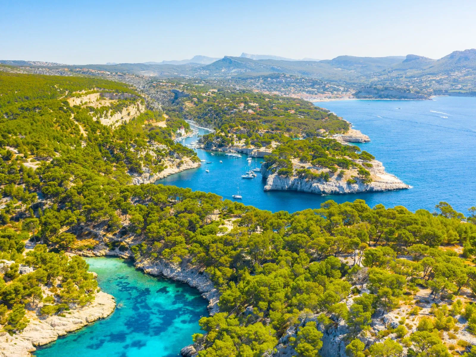 panoramic view of calanques national park near cassis fishing village provence south france