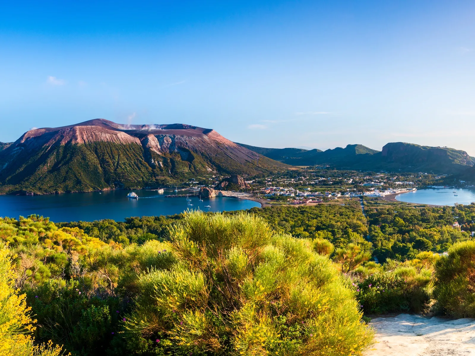 panoramic view of vulcano in the aeolian island a volcanic archipelago panoramic view of vulcano in the aeolian island a volcanic archipelago