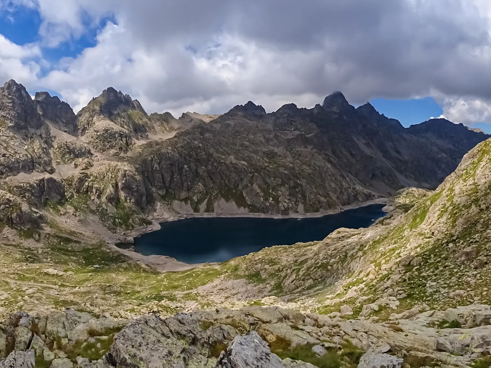 panoramic view of glacier lake lac du basto in the mercantour national park in the valley of marvels