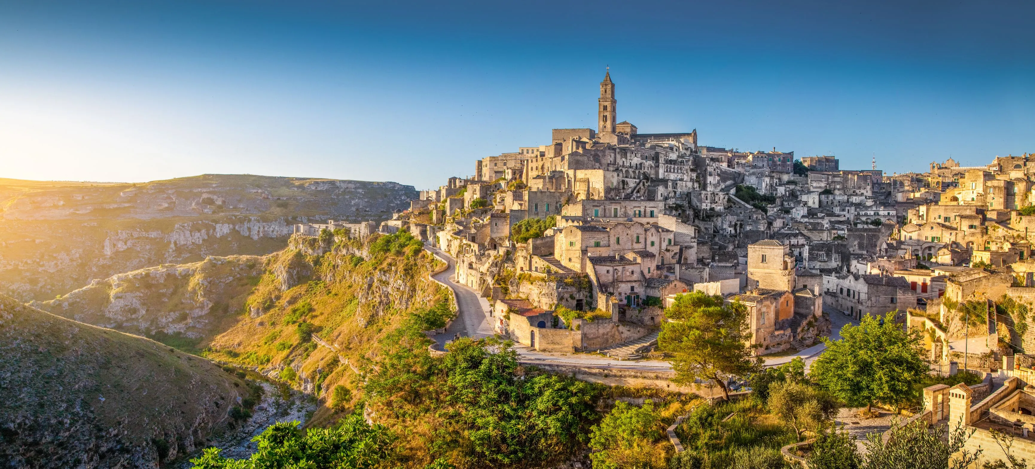 ancient town of matera at sunrise basilicata italy