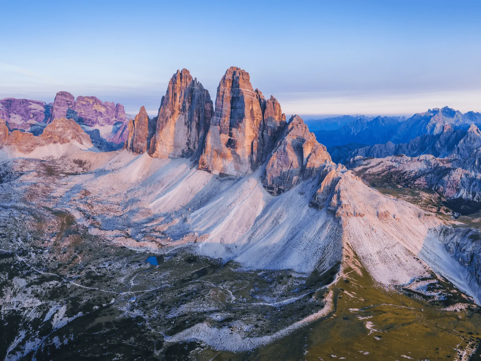 tre cime sunset dolomites