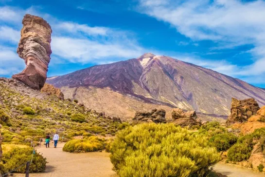 pico del teide with famous roque cinchado rock formation tenerife canary islands spain
