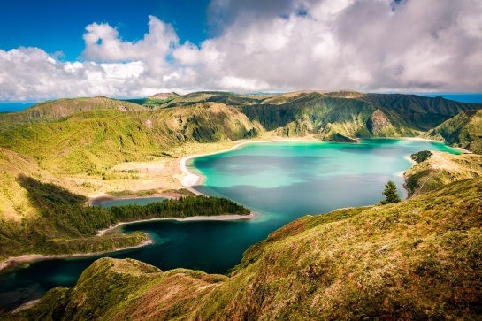 view of lagoa do fogo lake in sao miguel island