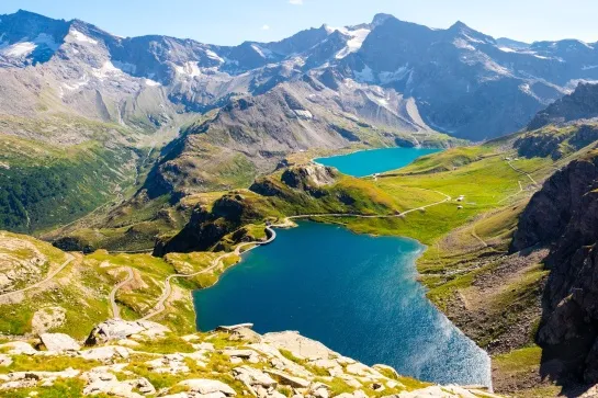 stunning view of lakes of gran paradiso park piedmont seen from col del nivolet fral1351
