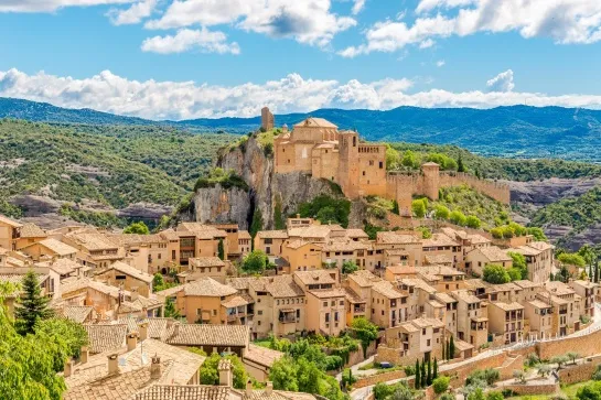 view at the alquezar village with collegiate church on top spain frapl06