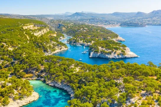 panoramic view of calanques national park near cassis fishing village provence south france