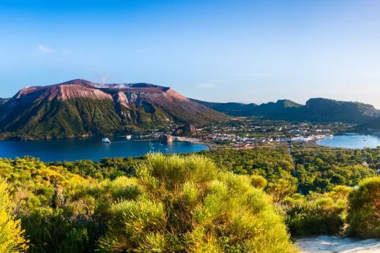 panoramic view of vulcano in the aeolian island a volcanic archipelago panoramic view of vulcano in the aeolian island a volcanic archipelago